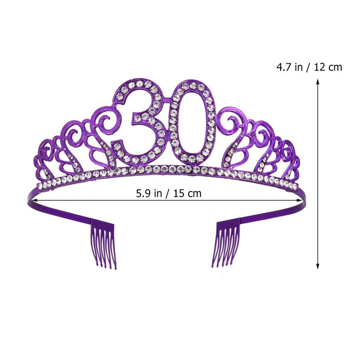 Beaupretty 30th Birthday Jewellery Gothic+mirror Skull Stationary Purple Woman Happy Birthday Number Metal Hairpin Stick Tiara Crown Birthday Hair Accessories