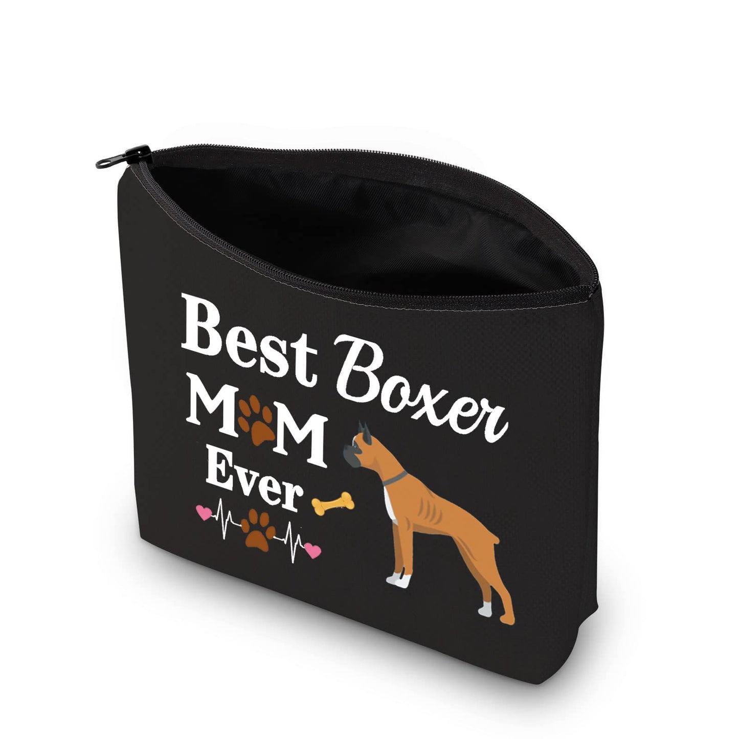 Boxer Mom Gifts Boxer Dog Makeup Bag Best Boxer Mom Ever Cosmetic Bag Boxer Lover Gifts for Boxer Owner Travel Bag Toiletry Bag Organizer Case Purse Pouch (Boxer Mom Bag Black)