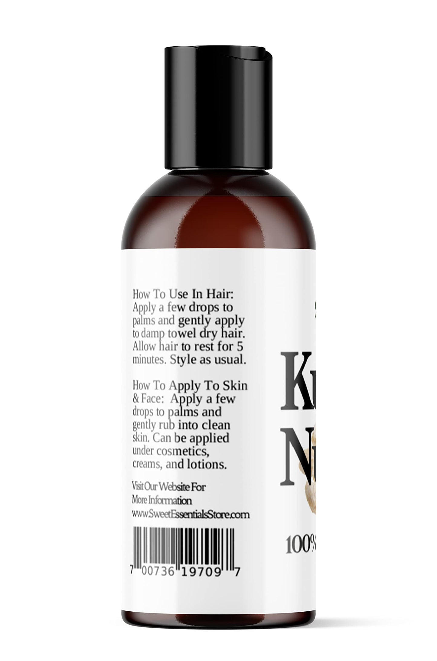 100% Organic Kukui Nut Oil | Imported From Hawaii | Various Sizes | 100% Pure | Cold-Pressed | Natural Moisturizer for Skin, Hair and Face | By Sweet Essentials (2 fl oz)