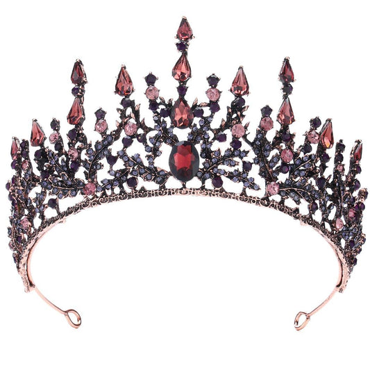 Yovic Baroque Wedding Crowns Rhinestone Crowns and Tiaras Bridal Queen Crowns Halloween Costume Hair Accessories for Women and Girls (Purple-1)