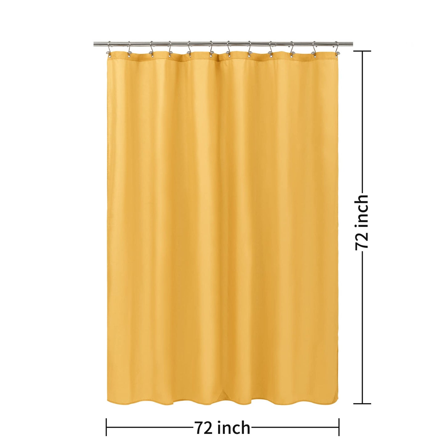 ALYVIA SPRING Yellow Shower Curtain or Liner with 3 Magnets - Soft Hotel Quality Fabric Shower Curtain for Bathroom, Light-Weight & Machine Washable - Standard Size 72x72, Mustard Yellow