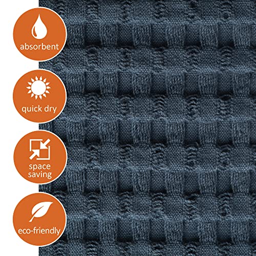 GILDEN TREE Waffle Towels Quick Dry Thin Bath Sheets 40x80 Oversized Extra Large for Adults for Bathroom, Modern Style (Midnight Blue)