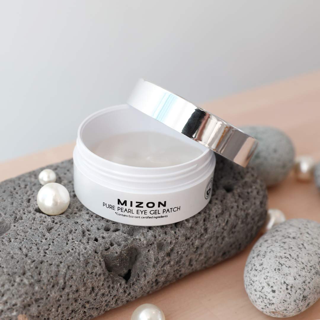 MIZON Pearl Eye Gel Patch Masks, Under Eye Treatment Mask Reduces Wrinkles and Puffiness, Dark Circles treatment, Korean Hydrogel Eye Patches (Pure Pearl 30 pairs)