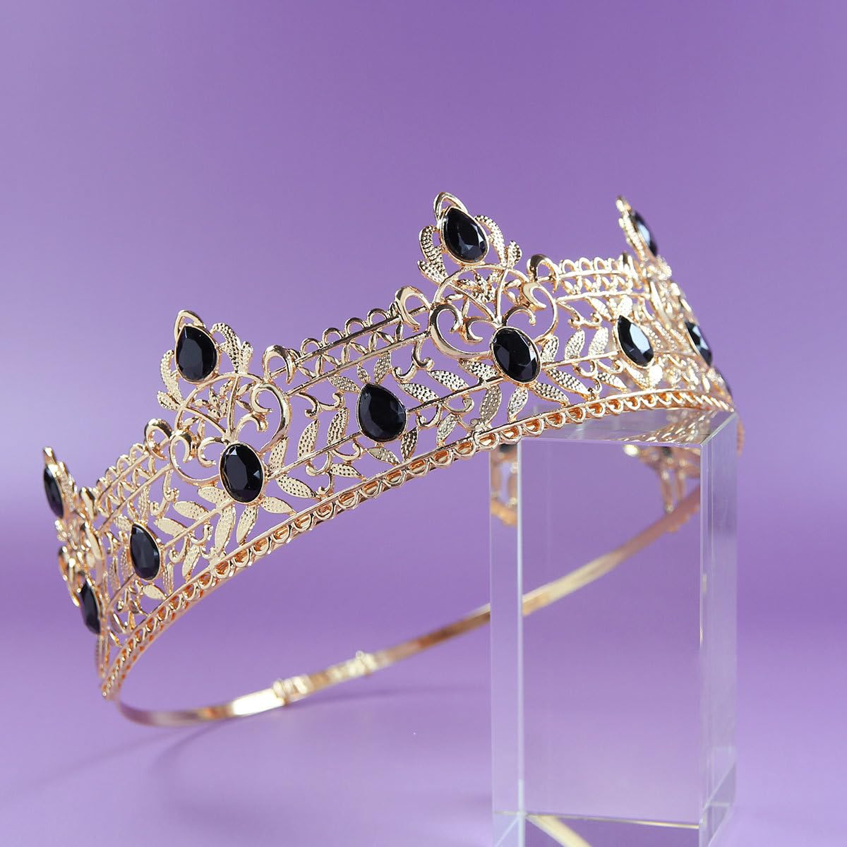 Adjustable King Queen Crown Colorful Black Headband for Men Women Prom King Queen Tiara Gift