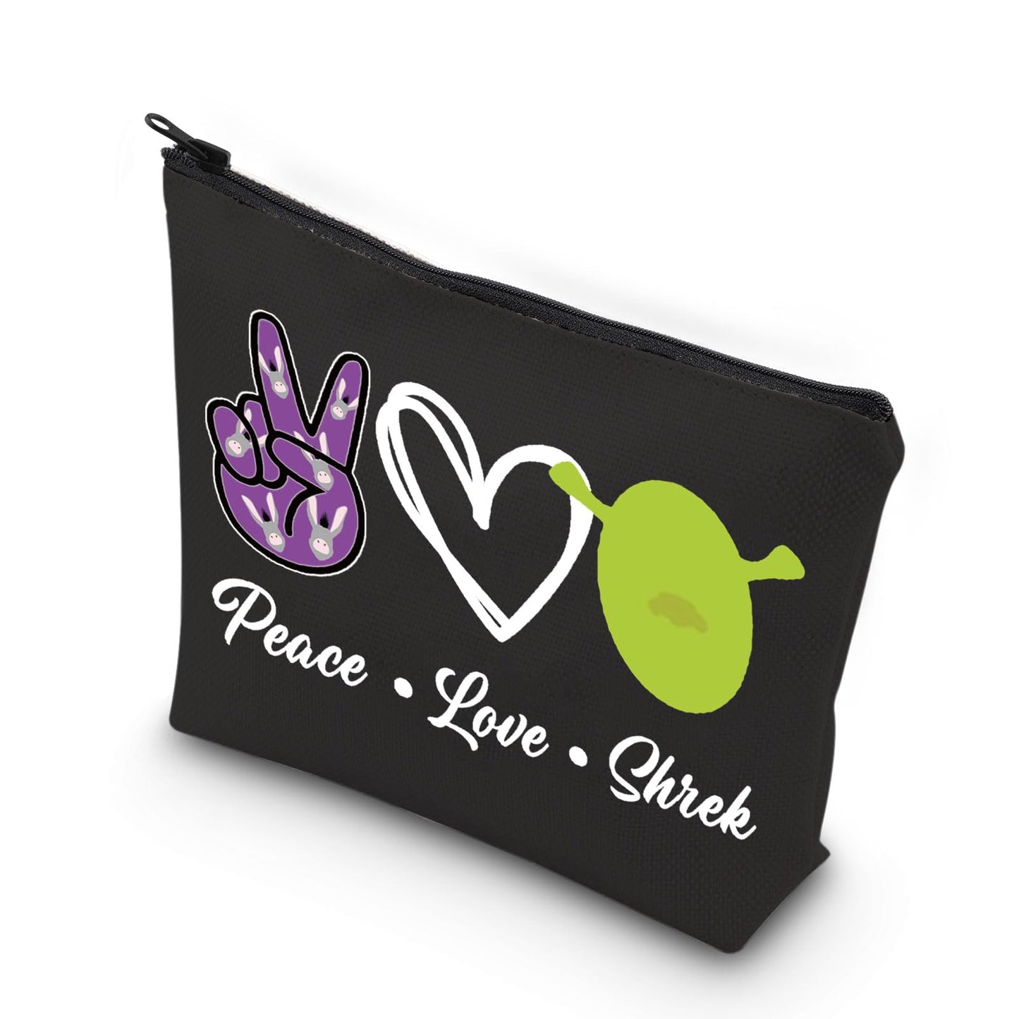 VAMSII Monster Sher k Musical Gifts Musical Theatre Makeup Bag Peace Love Shre k Shrekk Party Treat Bag (BLK-Peace L Shrek)