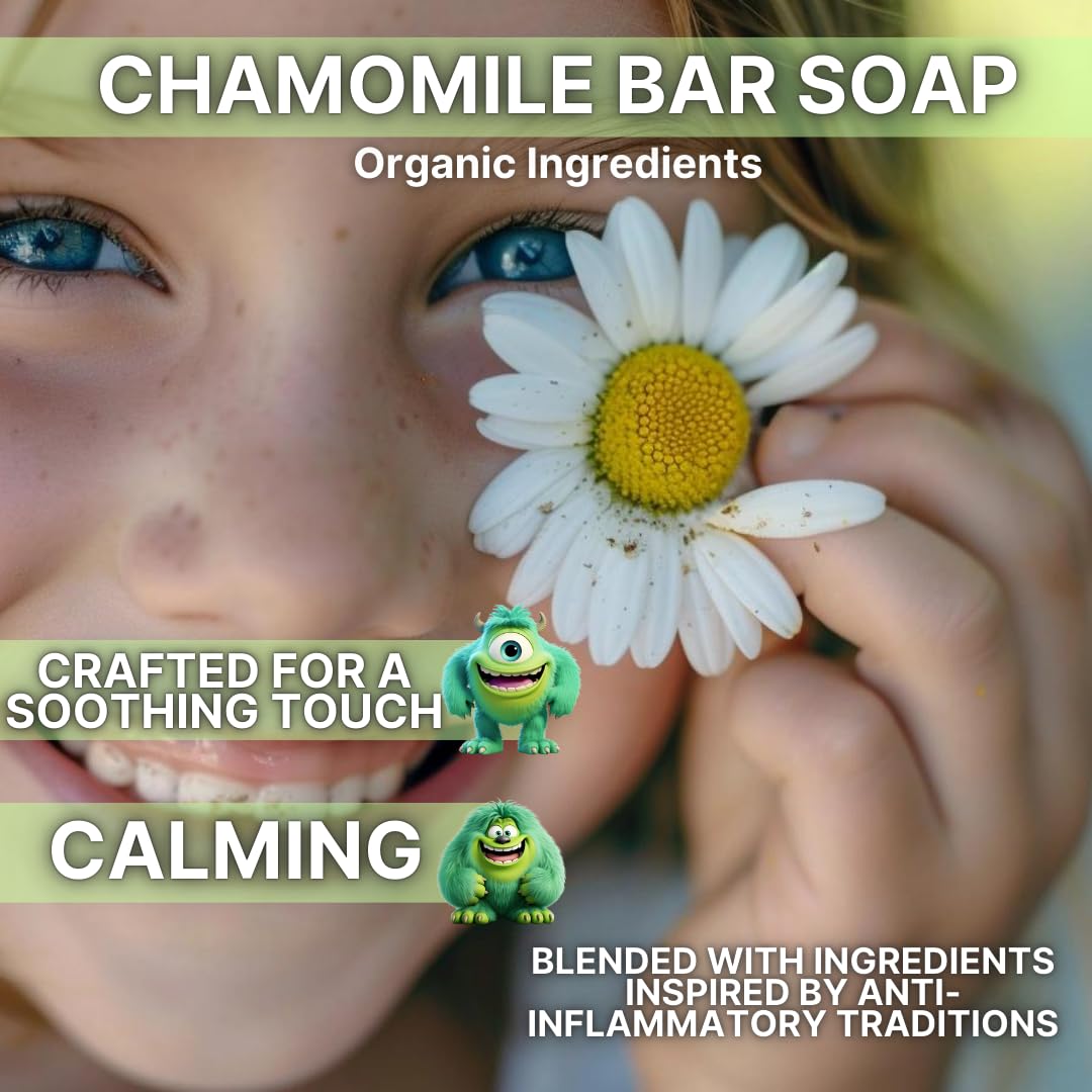 KELEBS Hypoallergenic Kids Soap Bar 3-Pack - Organic & Gentle Chamomile Body Wash for Children - Natural Ingredients, Fun Bath Time