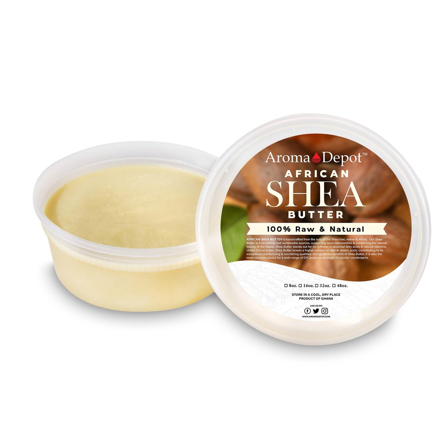 Raw African Shea Butter 8 oz Ivory/White Grade A 100% Pure Natural Unrefined Fresh Moisturizing, Ideal for Dry and Cracked Skin. It can be used in Body, Hair and Face.