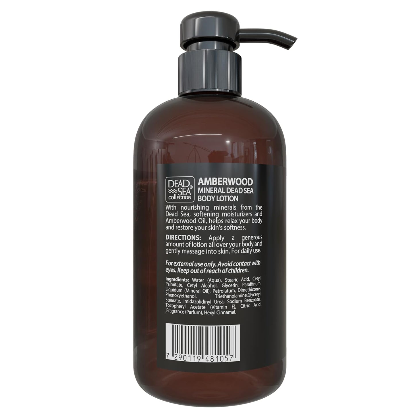 Dead Sea Collection Amberwood Men's Body Lotion - Maximum Hydration Nourishing Moisturizing Lotion for Men - 16.9 Fl Oz Bottle