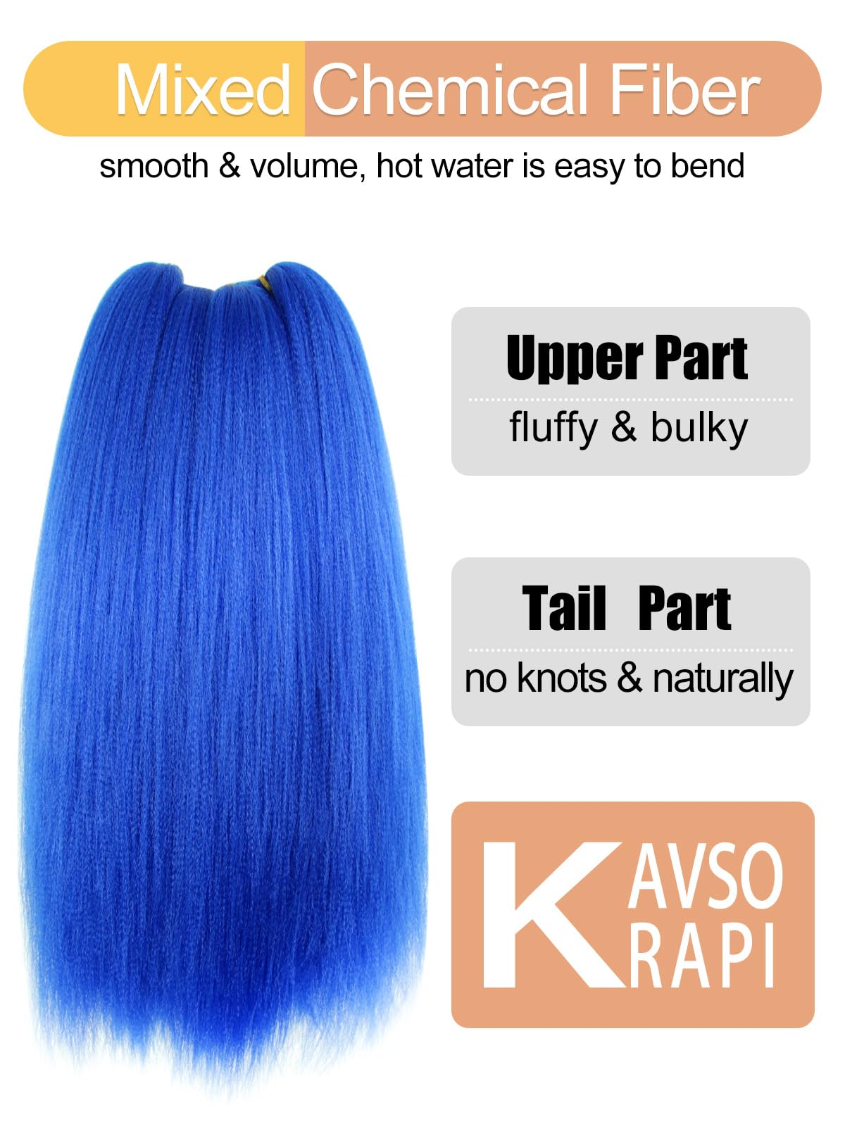 KAVSORAPI Blue Braiding Hair 16 Inch Pre Stretched Hair Colored Short Straight Crochet Braids Yaki Texture Synthetic Fiber 6 Packs (Blue)