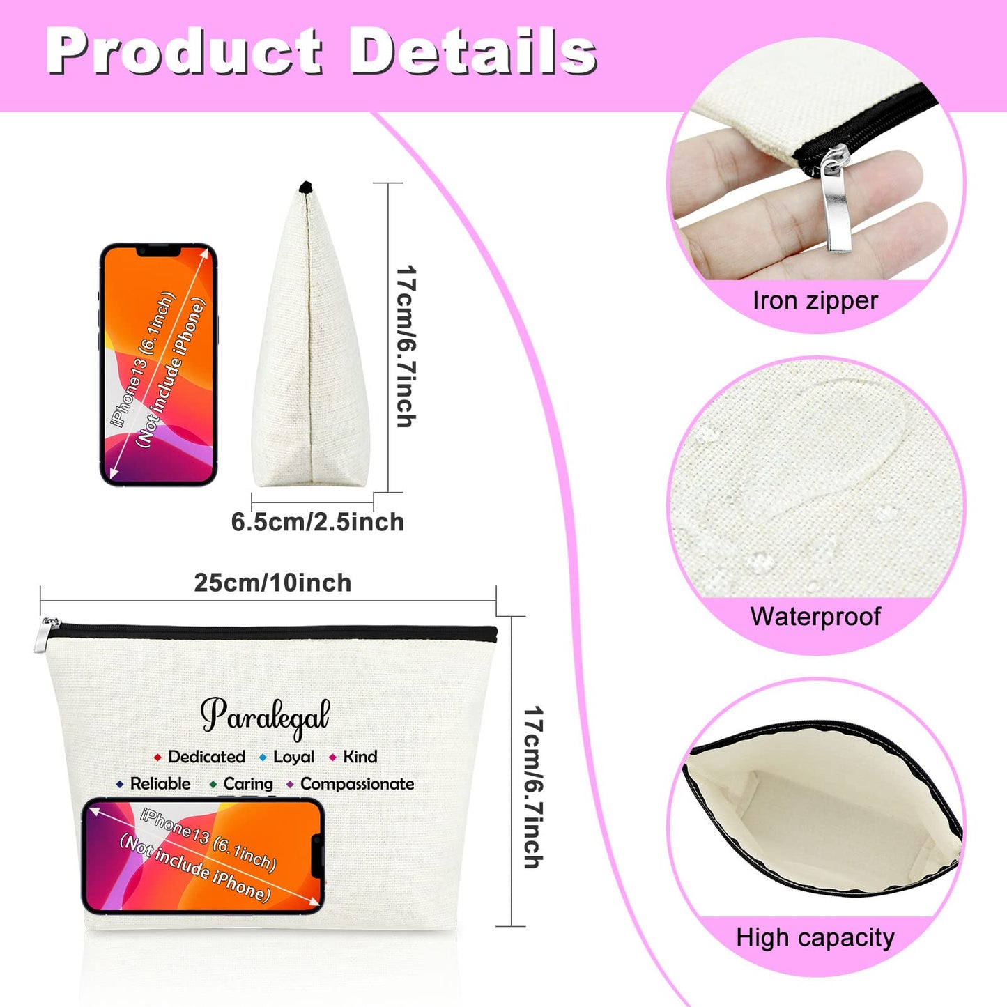 Mxrymvu Paralegal Gifts for Women Makeup Bag Appreciation Gift for Paralegal Law Cosmetic Bag School Student Graduation Gifts Future Lawyer Gift Birthday Gift Idea for Paralegal Travel Makeup Pouch