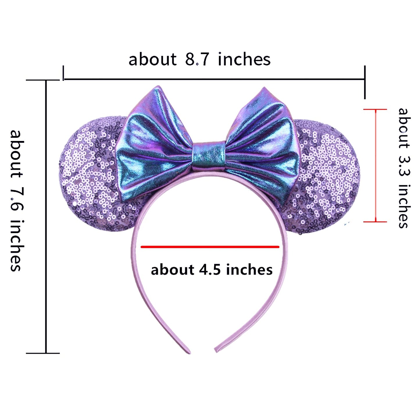 JOYFISCO Mouse Ears Headbands Shiny Bow Mouse Ears Headband Glitter Party Princess Decoration Cosplay Costume for Women Girls