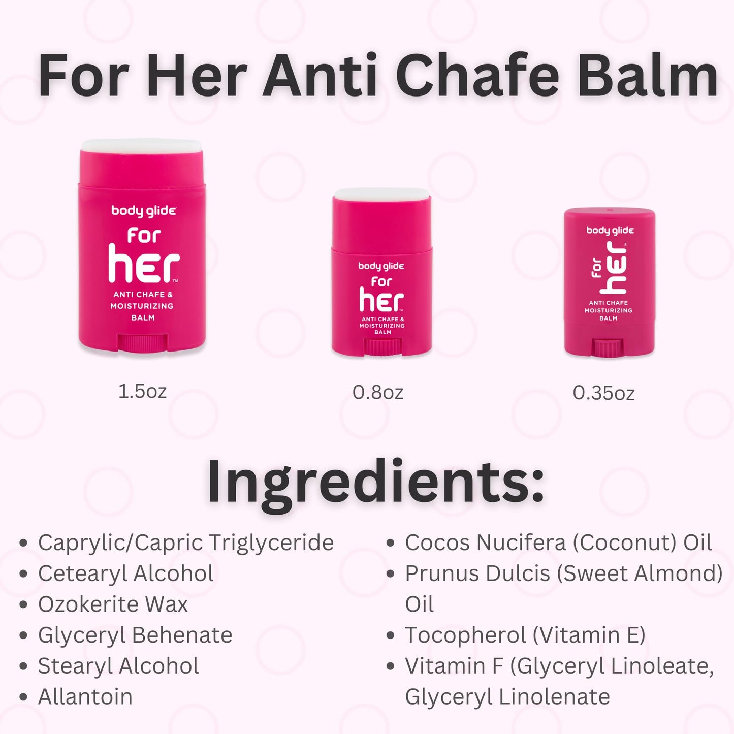 Body Glide For Her Anti Chafe Balm | Chafing stick with added emollients | Great for dry, sensitive skin and/or sensitive areas | Use on chest, bra, butt, groin, arm, and thigh chafing | 1.5oz-2pk