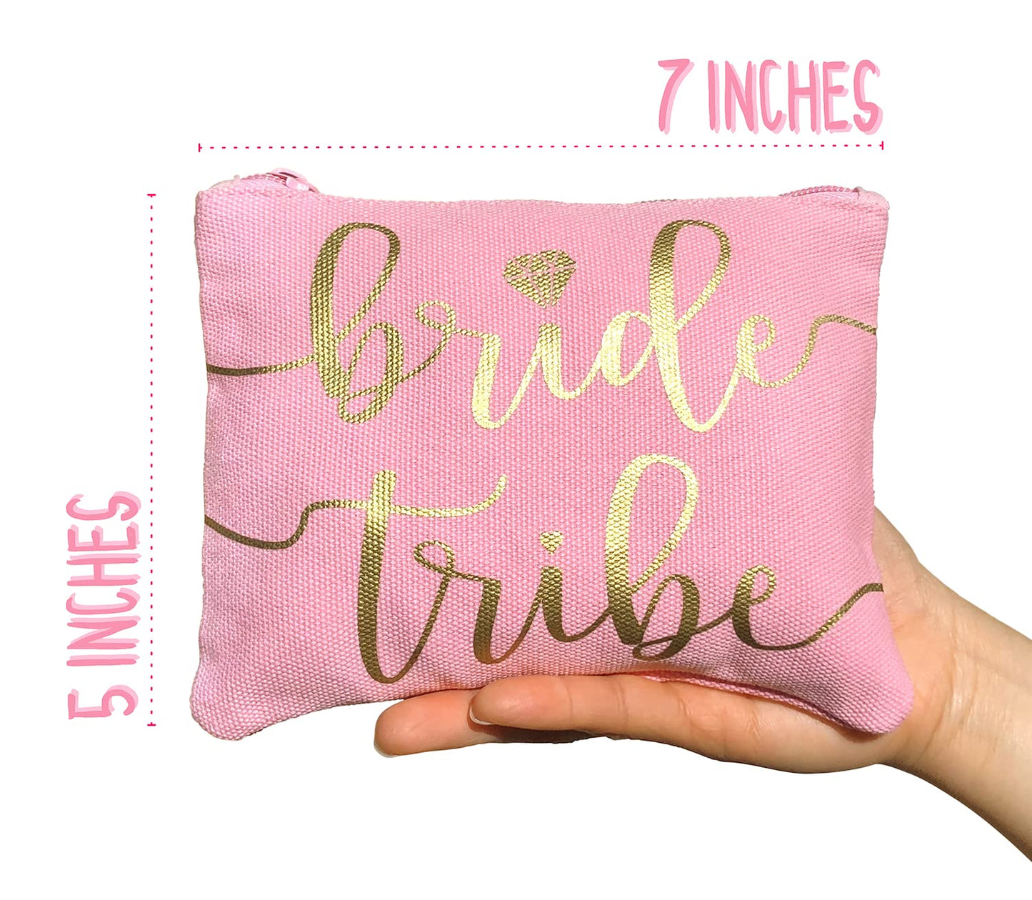 Bride Tribe Makeup Bags - Bridesmaid Favor for Bachelorette Party, Bridal Shower, Wedding. Cosmetics/Toiletries Bag, Wedding Survival Kit, Hangover Kit, Keepsake (3pc Bride Tribe, Blush)