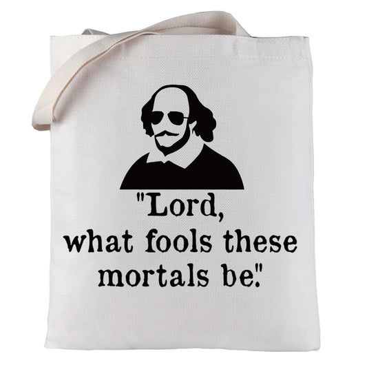 LEVLO Funny Shakespeare Cosmetic Make Up Bag Shakespeare Fans Gift Lord What Fools These Mortals Be Makeup Zipper Pouch Bag (What Fools Tote)