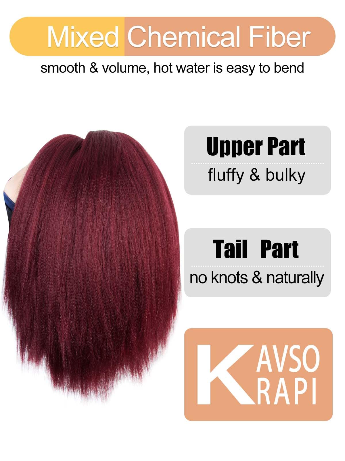 KAVSORAPI Burgundy Braiding Hair 12 Inch Colored Pre Stretched Hair Short Straight Crochet Braids Yaki Texture Synthetic Fiber 8 Packs (118#/Burgundy)