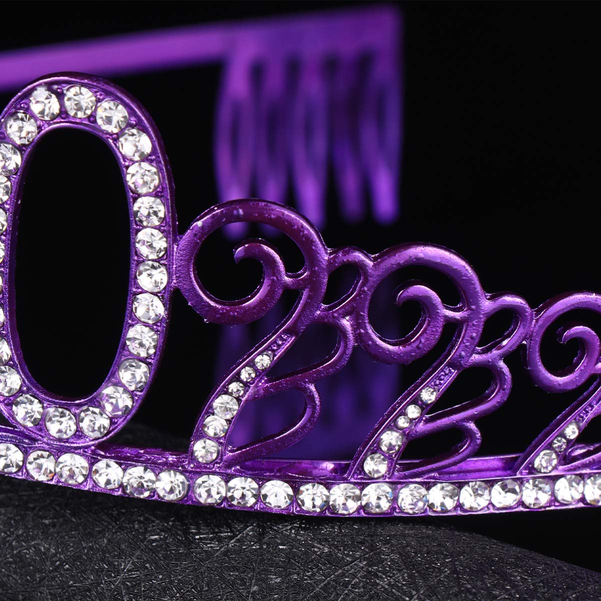 Beaupretty Tiara Princess Number Crown Rhinestone Hair Accessories Princess Tiara Comb Birthday Gift for Women Happy Birthday Crowns Miss Hair Piece European and American Purple