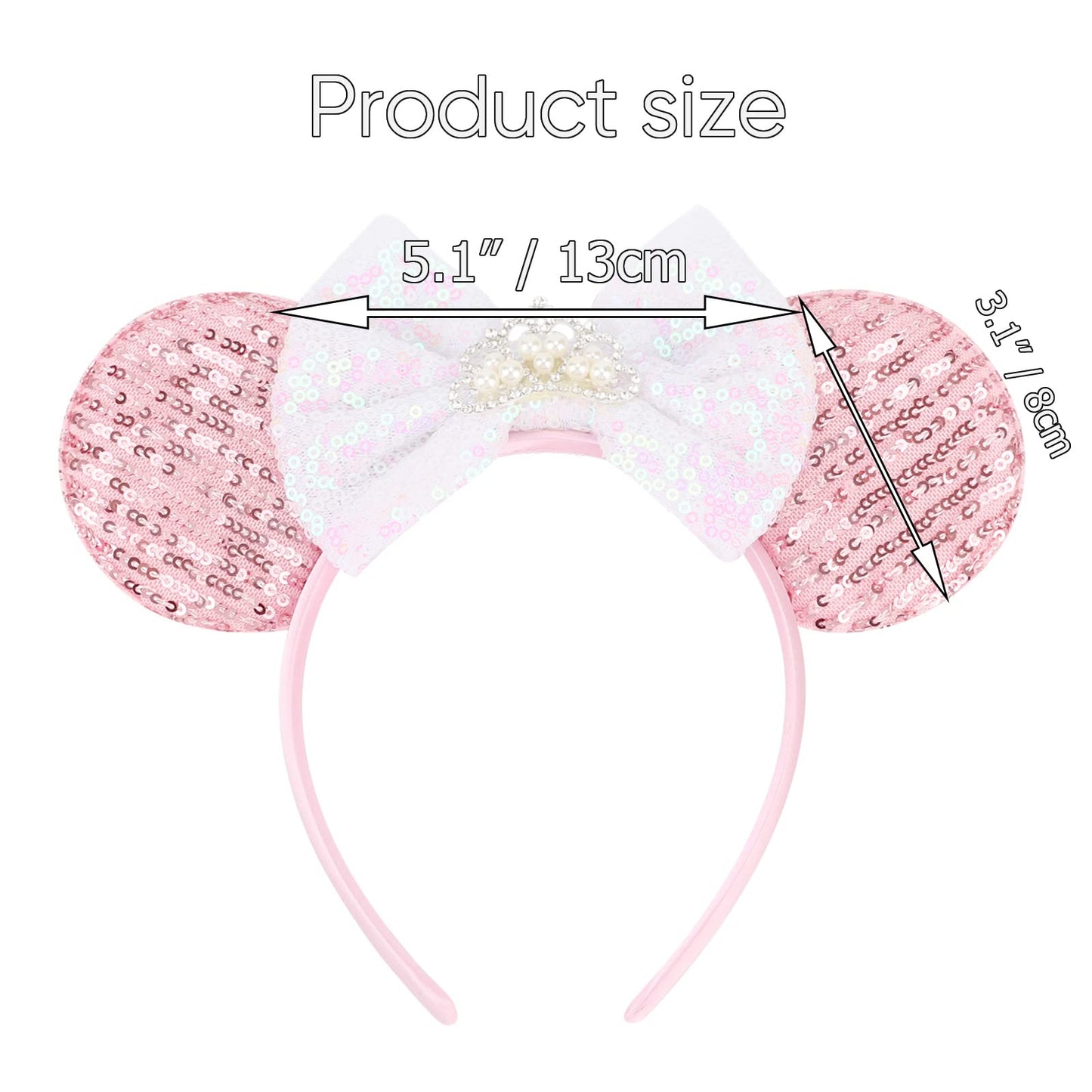 AQOKKA 2 Pcs Mouse Ears Headbands with Bow for Birthday Party, Hair Hoop Party Decoration Cosplay Costume Hair Accessories for Women & Girl