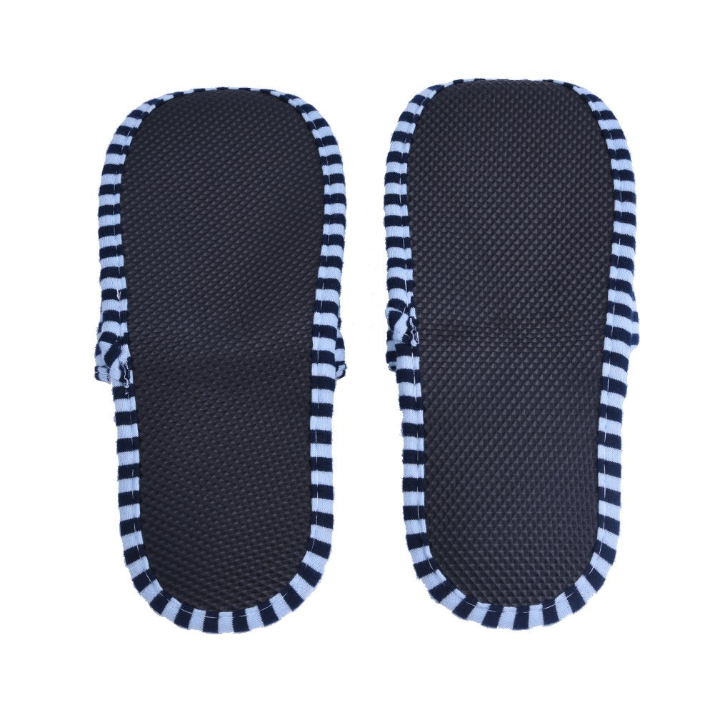 VGEBY1 Hotel Shoes. Non-Slip Foldable Indoor Slippers Cotton House Shoes with a Storage Bag for Hotel, Spa, Salon,Travel (men-blue)