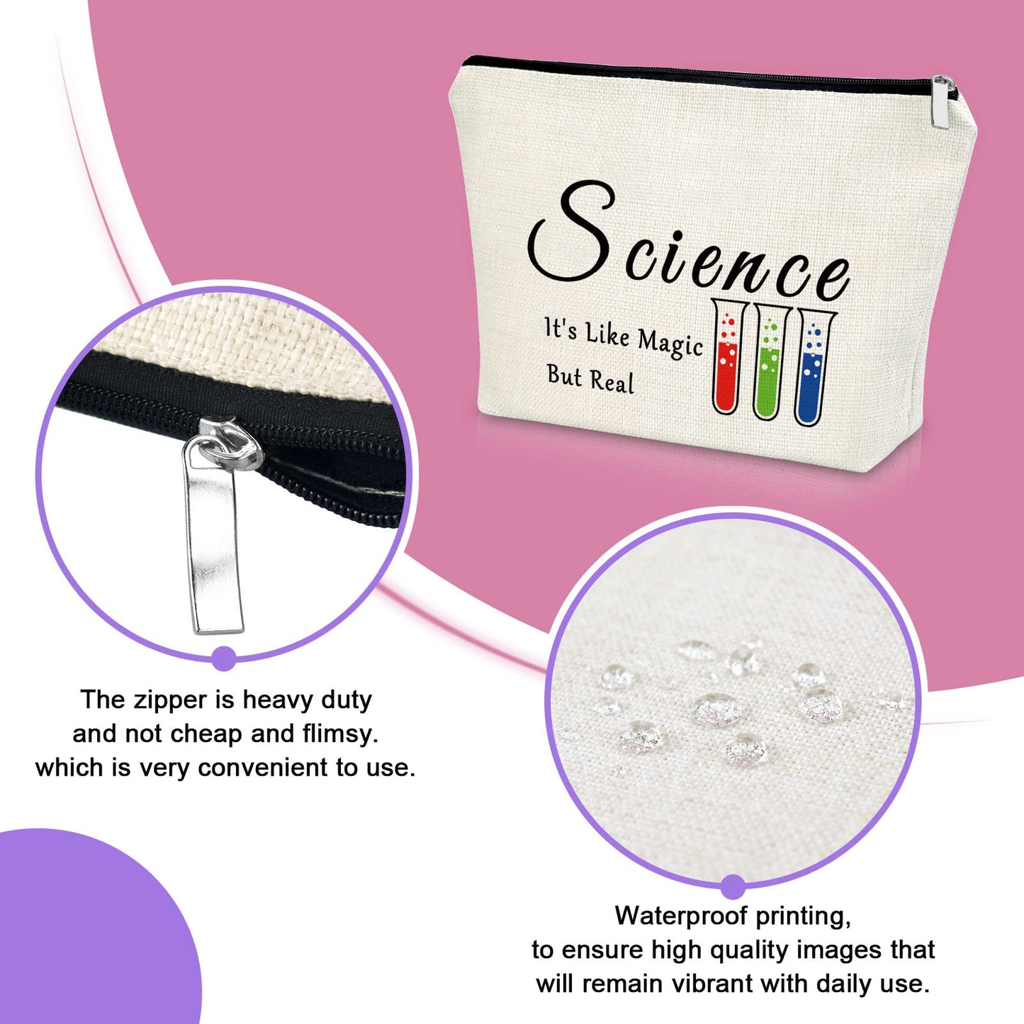 Science Teacher Gifts for Women 2PCS Makeup Bag Science Teacher Appreciation Gifts Graduation Gift for Scientist Lovers Chemistry Science Gift Cosmetic Bag Birthday Christmas Gifts for Women Friend