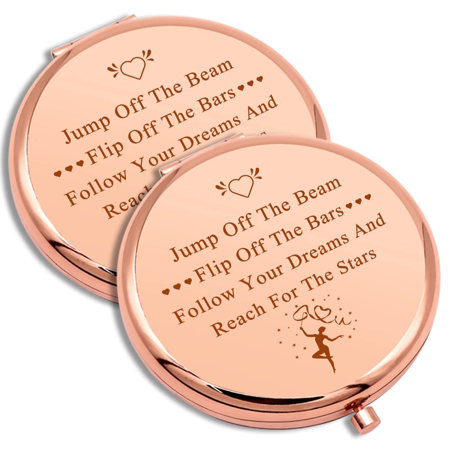 2 PCS Gymnastics Lover Gifts Encouragement Gifts Compact Makeup Mirror Gymnastics Gifts Gymnast Inspirational Gifts for Women Folding Makeup Mirror for Gymnasts Team Christmas Birthday Gifts