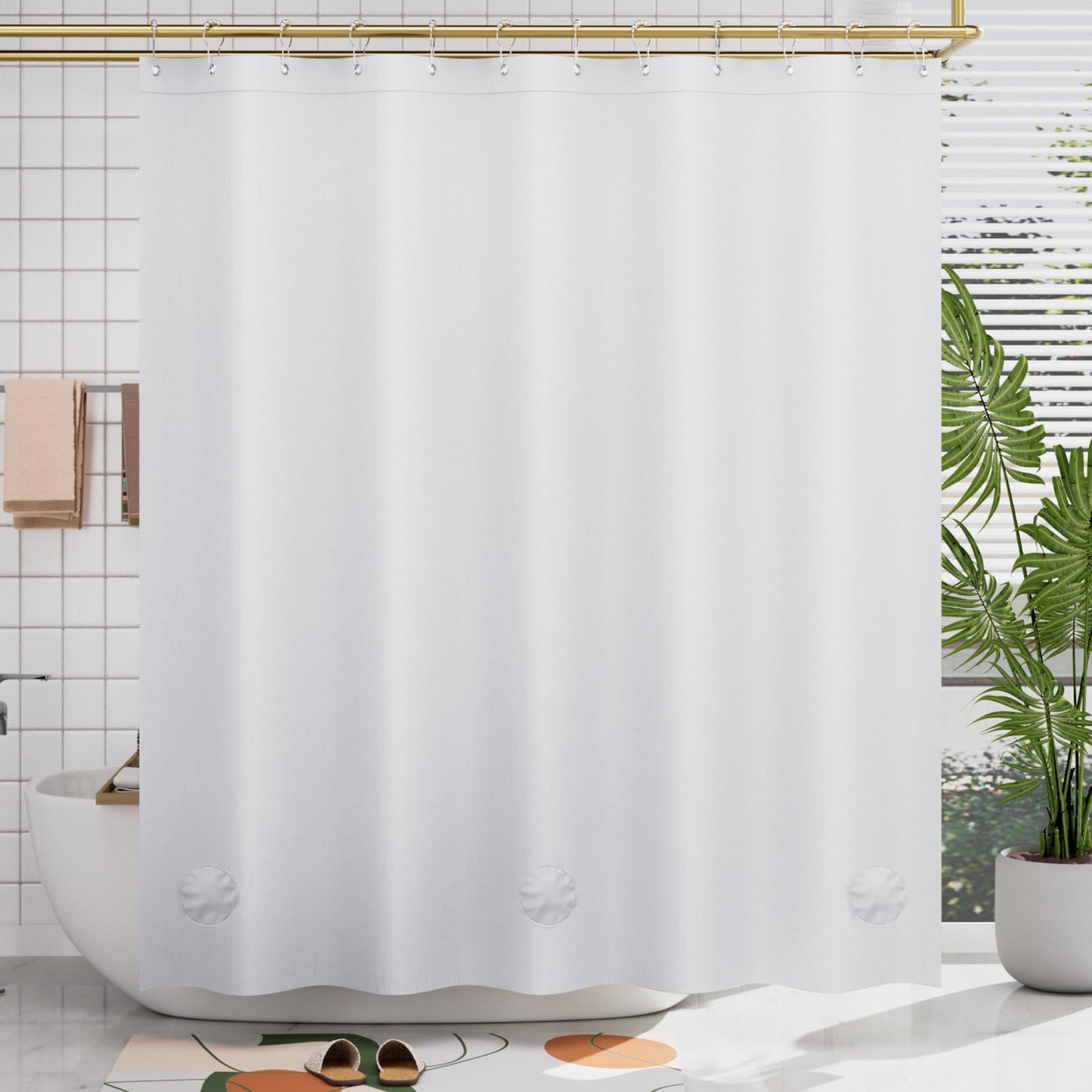 AmazerBath 48x72 Shower Curtain Stall, Small Shower Curtain for Shower Stall PEVA, White Shower Curtain Plastic, Heavy Duty Shower Curtain Thick with 2 Weighted Stones and 8 Grommet Holes