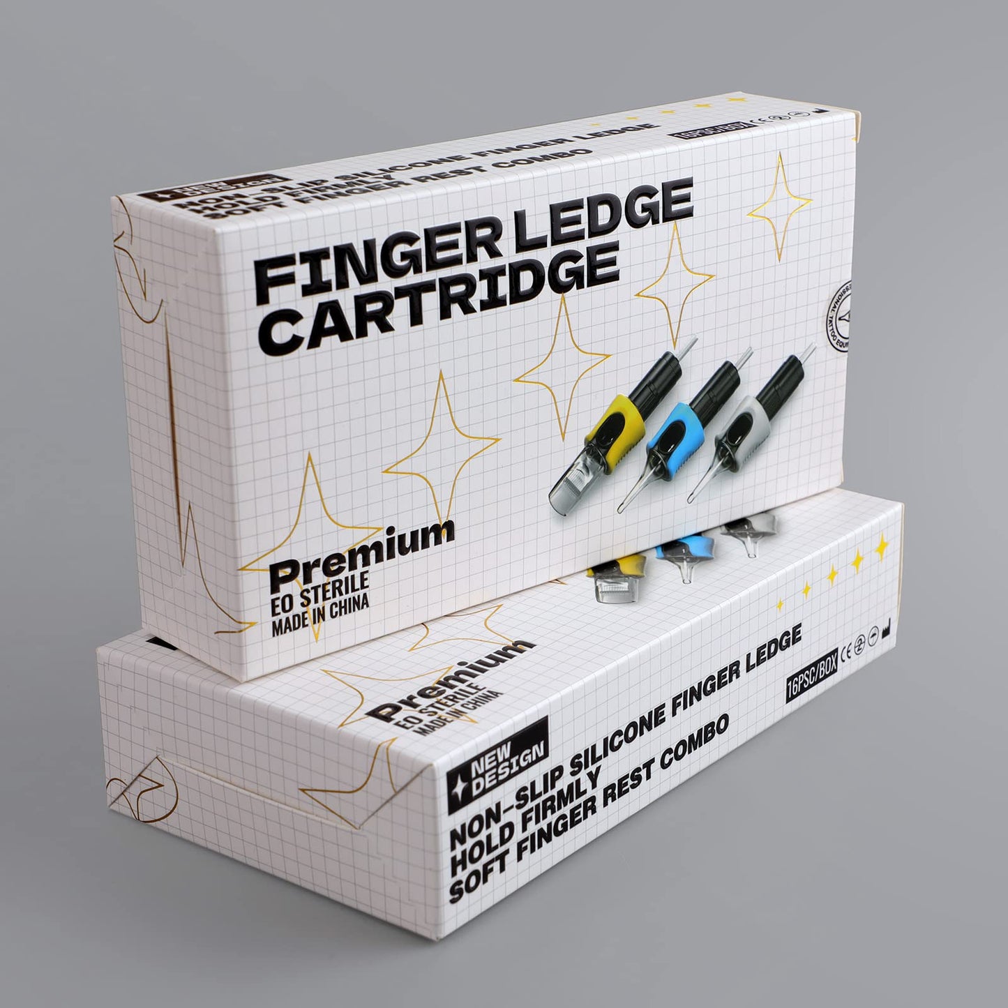 STIGMA Finger Ledge Tattoo Cartridge Needles #12(14RL) Round Liner 0.35mm Standard X-Taper 16Pcs With Membrane Tattoo Cartridges for Rotary Tattoo Machine EN05-FG-16-1214RL