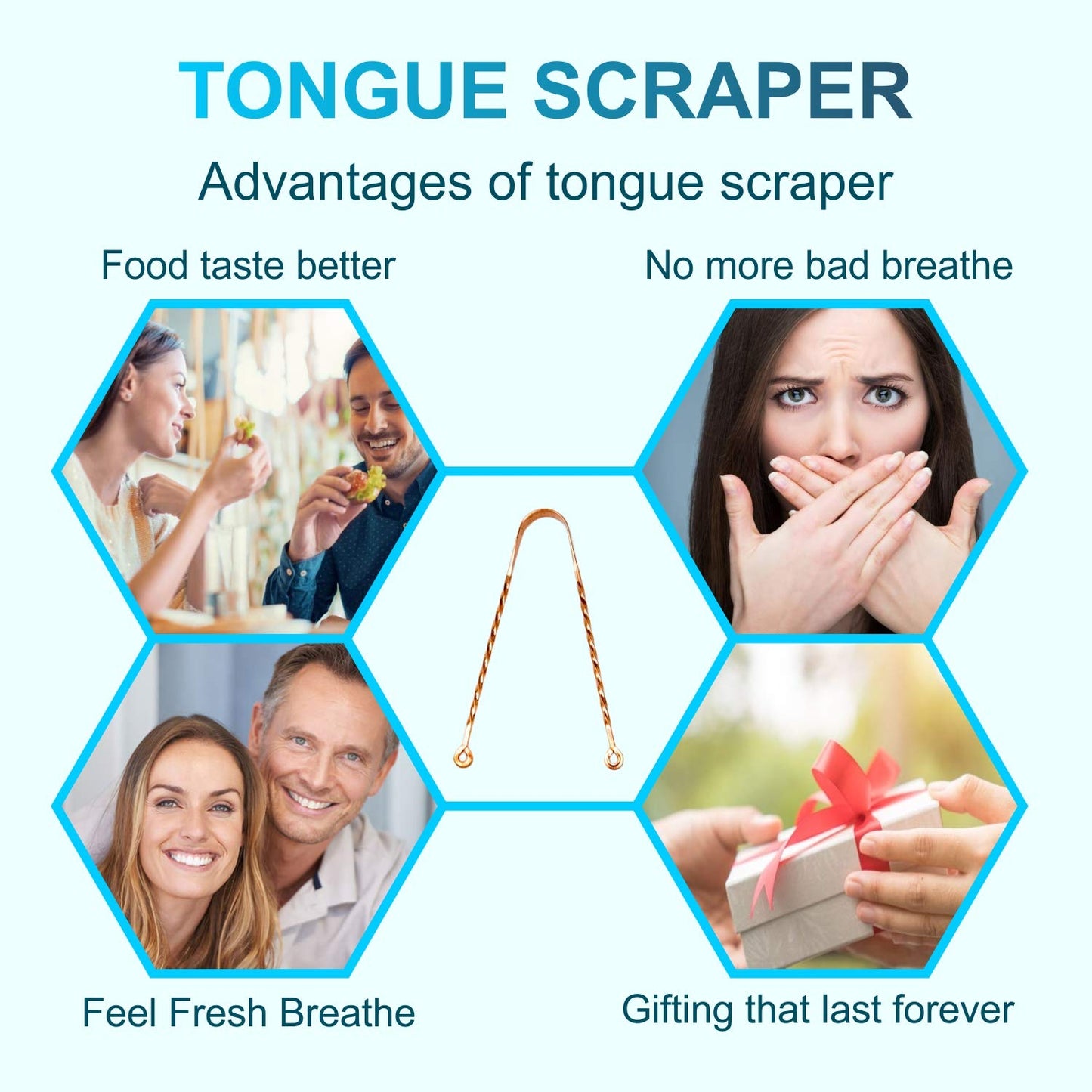 Wonder Care – Copper Tongue Cleaner Couples Pack | Copper Twister Cleaner | Tongue Cleaner Scraper for Adult | Ayurvedic Combo Pack Tongue Cleaner Scraper