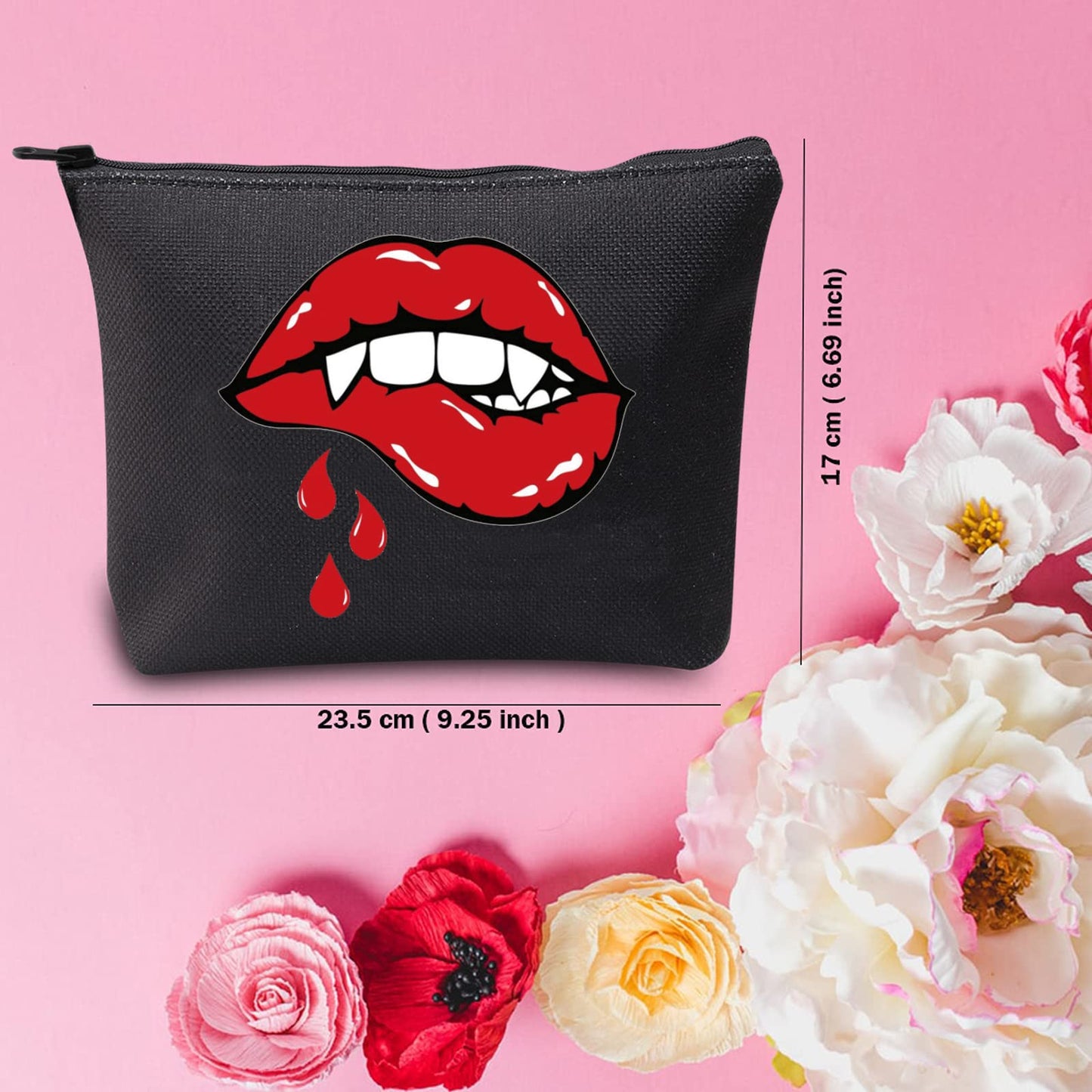 TSOTMO TV Show Inspired Gift I'd Rather Be Watching TV Show Makeup Bag Vampire Fandom Gift (Vamp Bag)