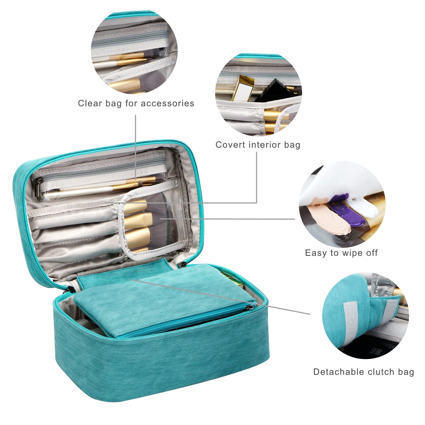 HIJJMAXX Makeup bag travel cosmetic bag makeup organizer bag travel make up bag Waterproof make up organizer bag makeup bags for women Girls.(Turquoise)