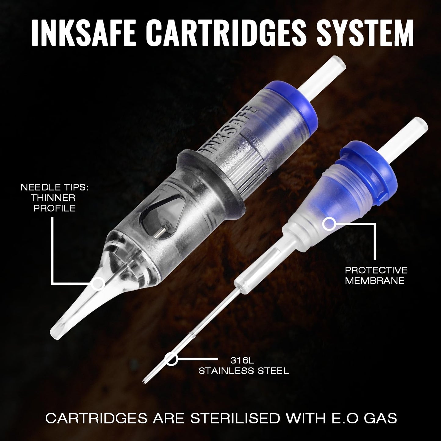 INKSAFE Standard Tattoo Needle Cartridges Disposable Needles With Anti-backflow Membrane Cartridges for Tattoo Artists-Medium Taper-20PCS-1205Round Shader(5RS)