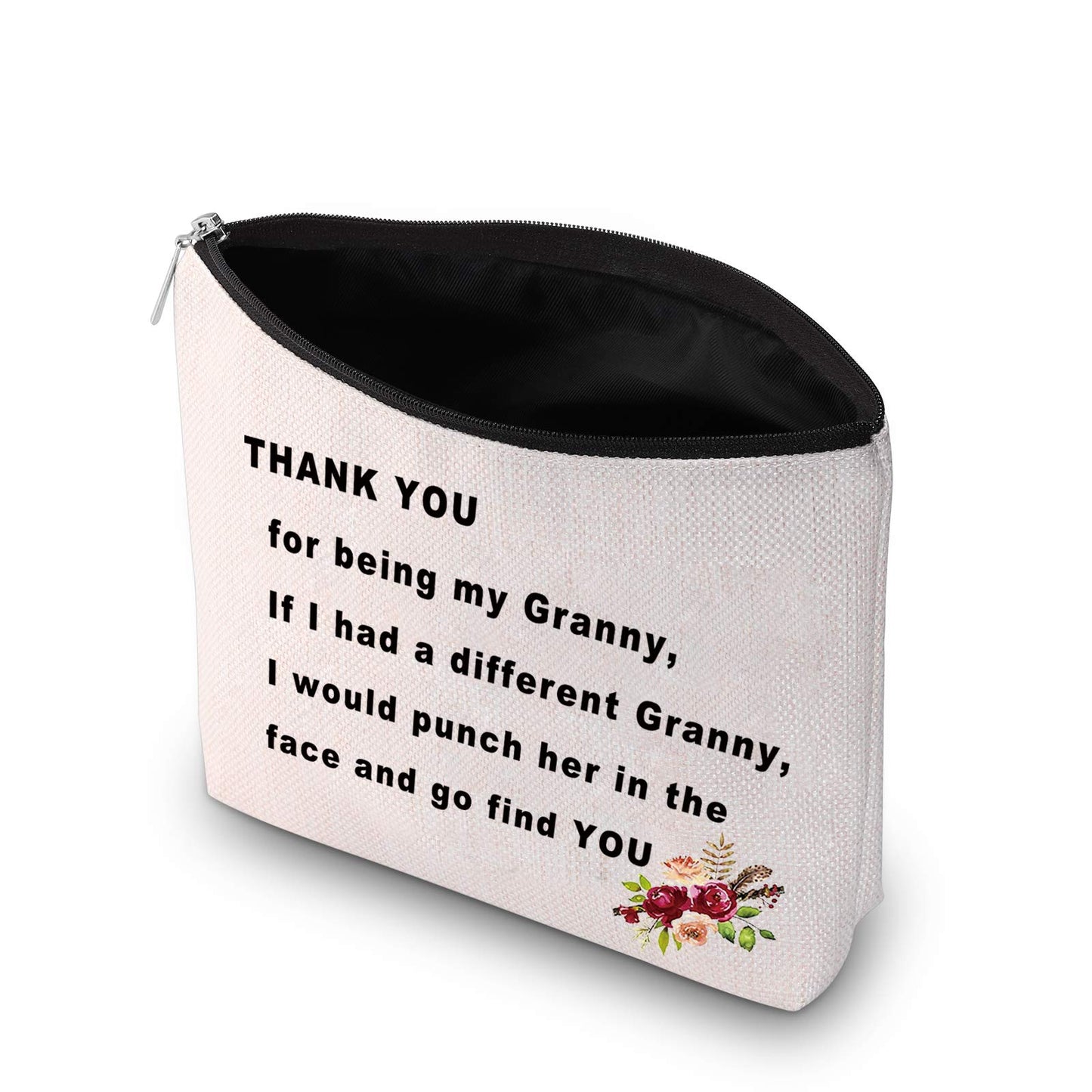 PXTIDY Granny Gift Grandma Makeup Bag Thank You For Being My Granny Cosmetic Bag Best Granny Ever Gift Grandmother Travel Bags Gran Grannie Gifts (beige)