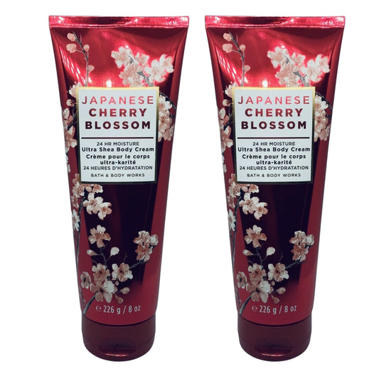 Bath and Body Works Gift Set of of 2 - 8 oz Body Cream - (Japanese Cherry Blossom), Full