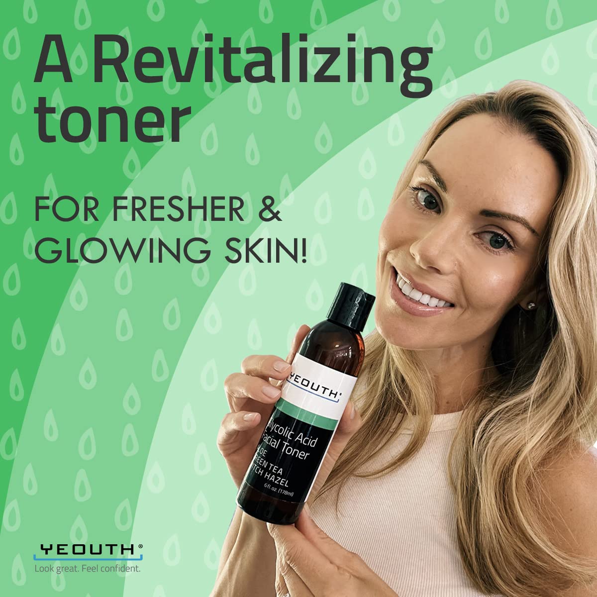 YEOUTH Glycolic Acid Toner for Face with Witch Hazel, Facial Toner, Gentle Exfoliating Hydrating Body & Face Toner for Women, Skin Toner, 8% Glycolic Toner 6oz