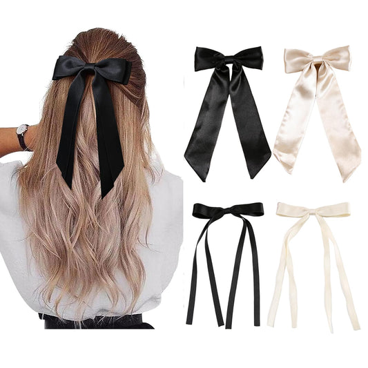 Bow Clips for Women Velvet, ELKINROVIC Mini Bow Alligator Clips Long Soft Small Coquette Bows Ribbon Bowknot Hair Bows for Girls Adult Kids(4Packs)