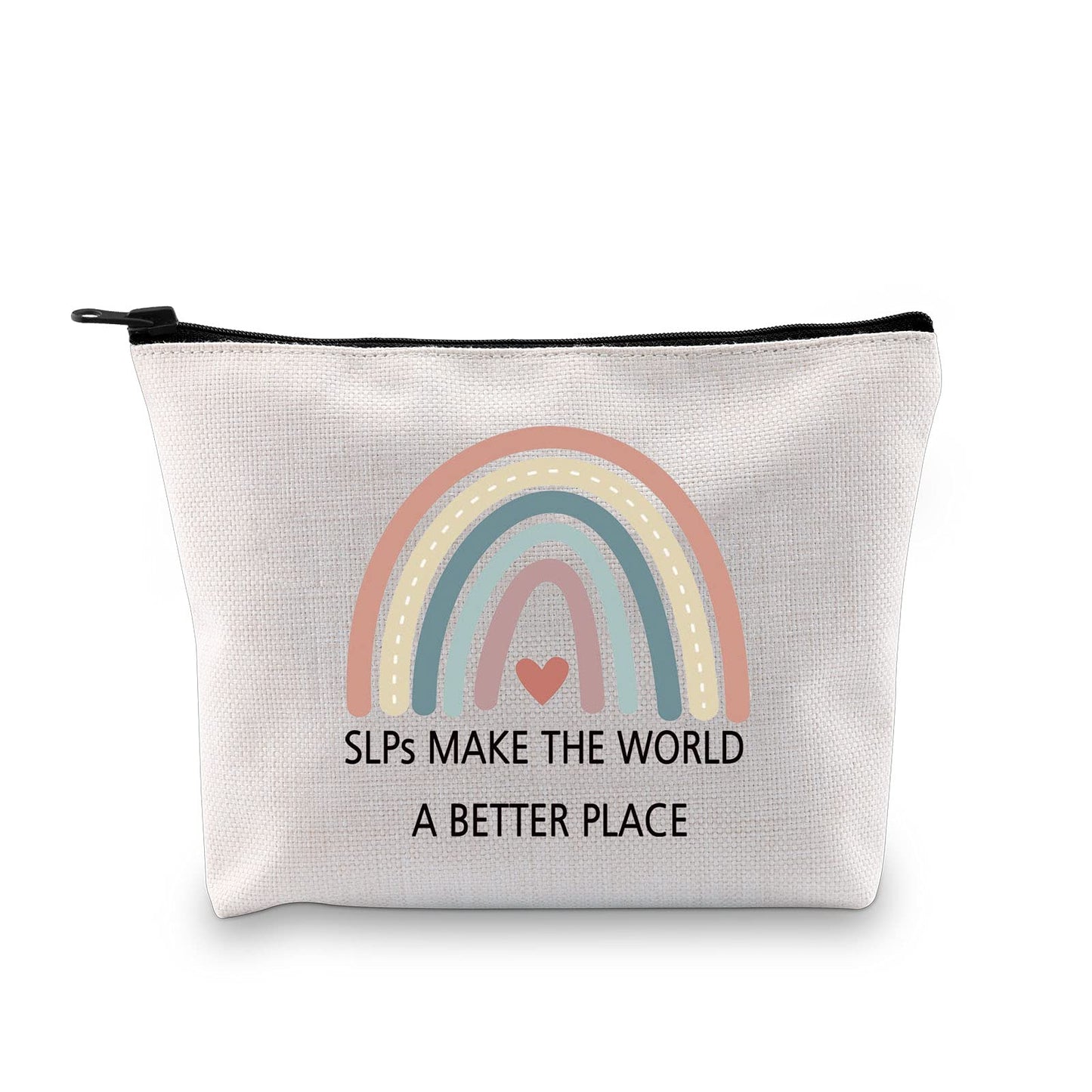 GJTIM SLP Rainbow Zipper Pouch Speech Therapy Gift SLPs Make The World A Better Place Makeup Bag SLP Graduation Gift for Speech Teacher (SLPs Make Makeup)