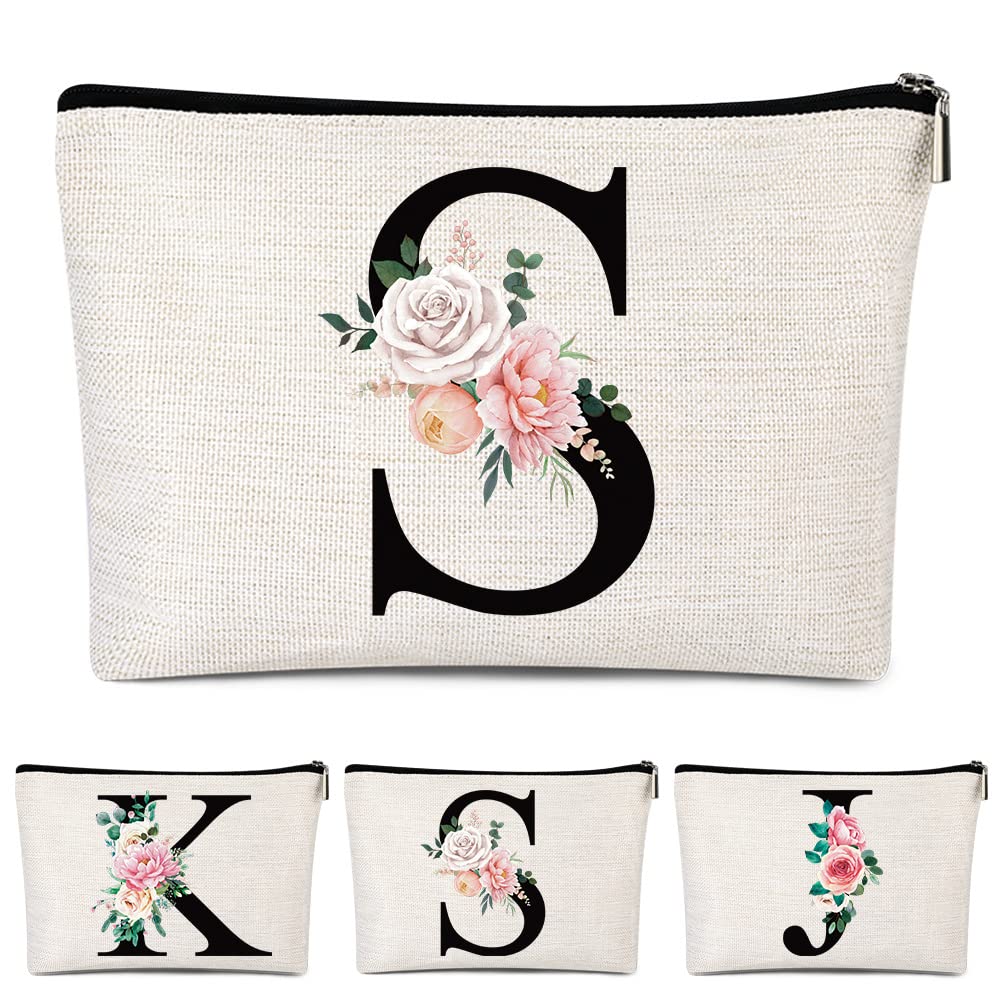 Pyotivol Monogrammed Makeup Bag for Women, Small Personalized Cosmetic Make Up Toiletry Pouch for Purse with Trendy Aesthetic Design, Ideal Travel Period Gift for Friends Bridesmaids