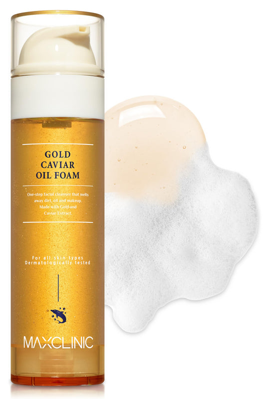 MAXCLINIC [K-Beauty] Gold Caviar Cleansing Oil to Foam | Daily Face Wash Oil Based Cleanser to Foam | Korean Oil Foaming Face Cleanser | Hydrating Facial Cleanser for Dry Sensitive Skin (3.88 oz)