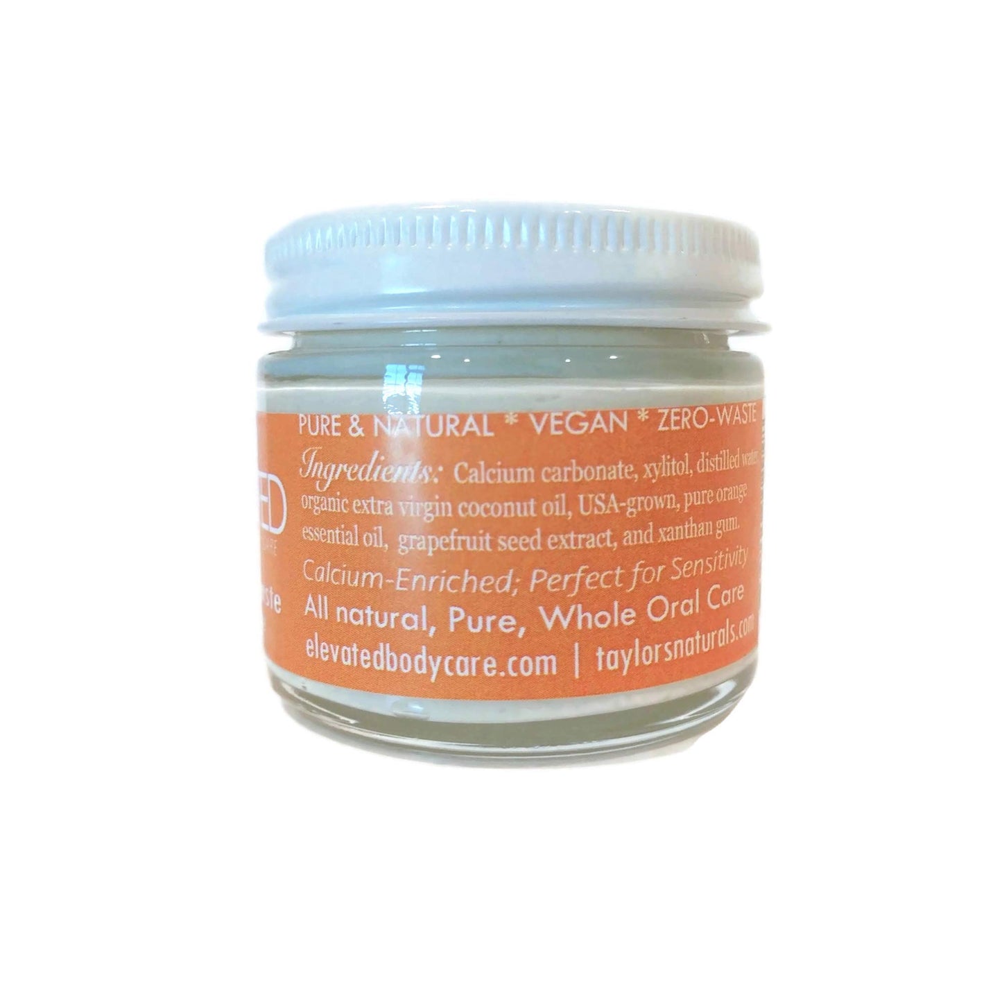 Elevated All Natural Fluoride Free Toothpaste - SLS Free Vegan Toothpaste - Glass Jar - 4 Flavors - Made in USA (Orange)