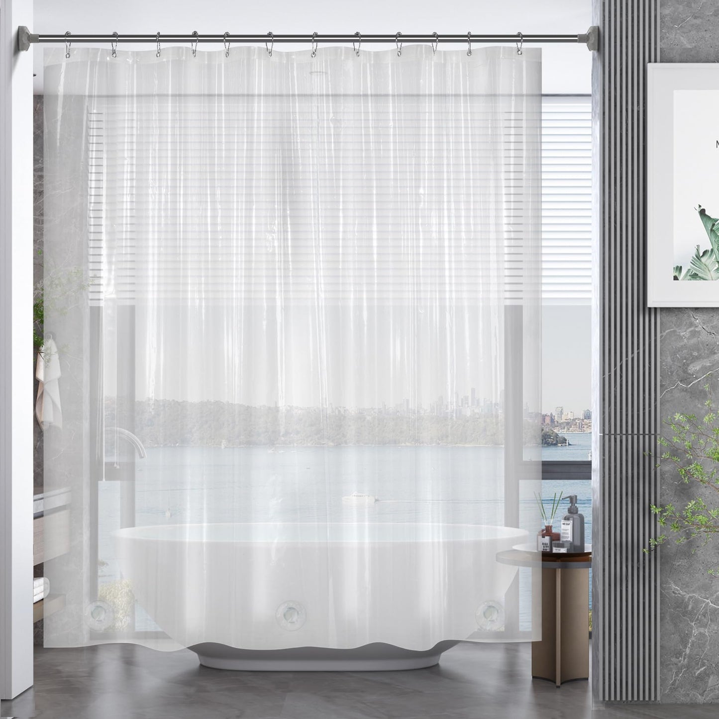 AmazerBath Stall Shower Curtain 36x72, Walk in Shower Curtain Plastic, Clear Shower Stall Curtain Heavy Duty Shower Curtain Thick PEVA, Small Shower Curtain with 2 Weighted Stones and 6 Grommet Holes