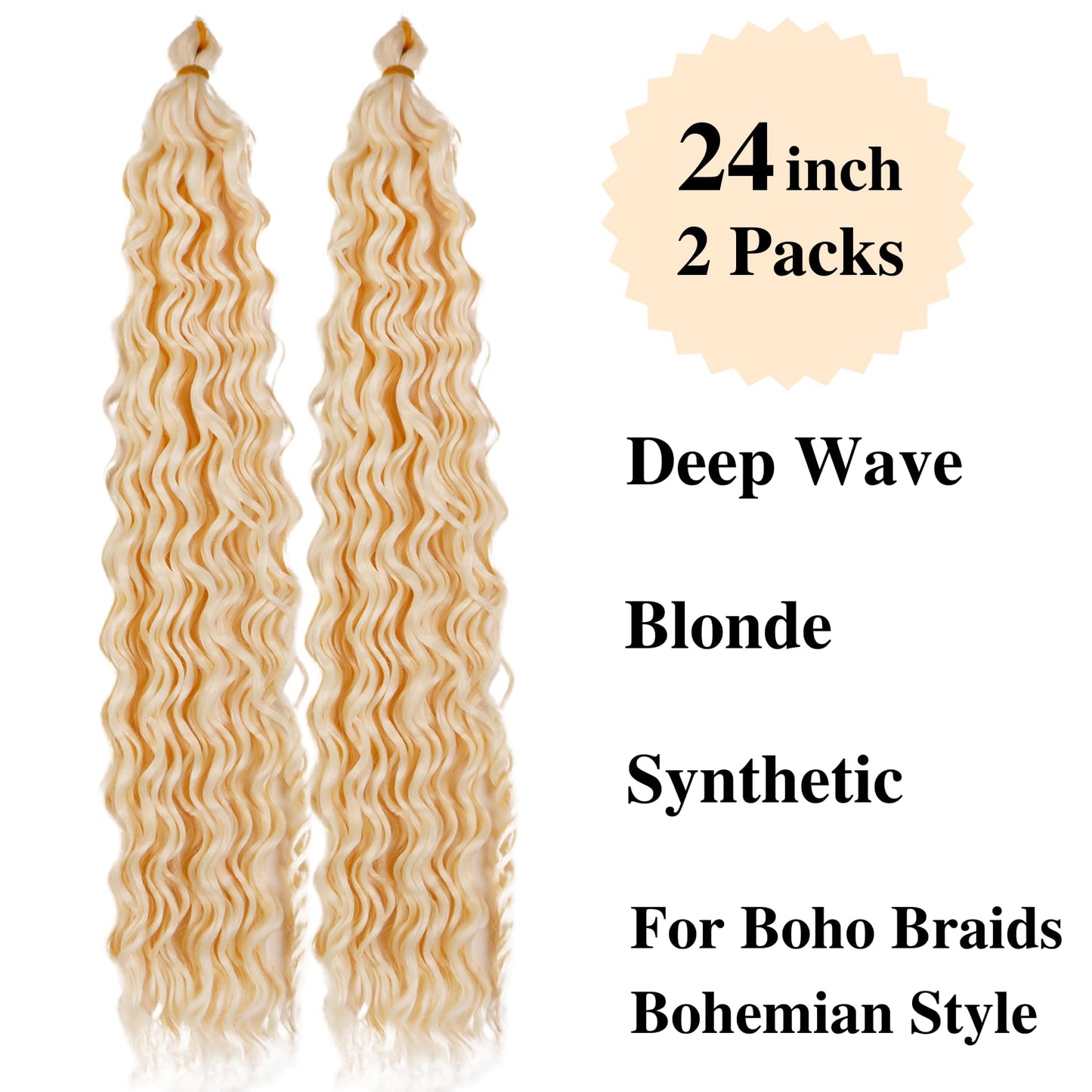 Blonde Curly Braiding Hair 613 Deep Wave Curly Braiding Hair for Boho Braids Crochet Braids Deep Wave 24 inch