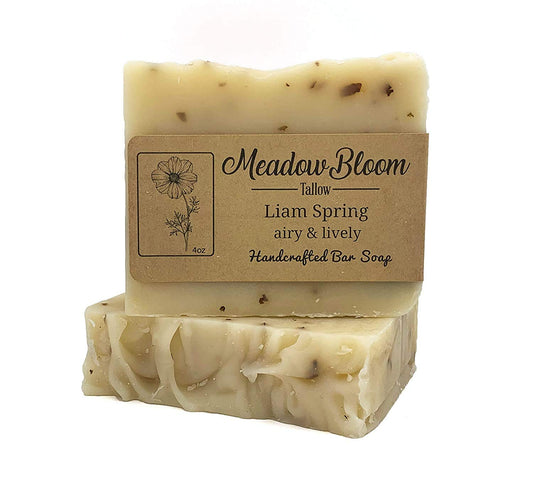 HUNTER CATTLE CO. EST'D 2004 HC Meadow Bloom Tallow Bar Soap - Rosemary & Spearmint Single Pack - Made with All Natural 100% Grass Fed Tallow Handmade Soap Bar - Great for Face or Body Soap