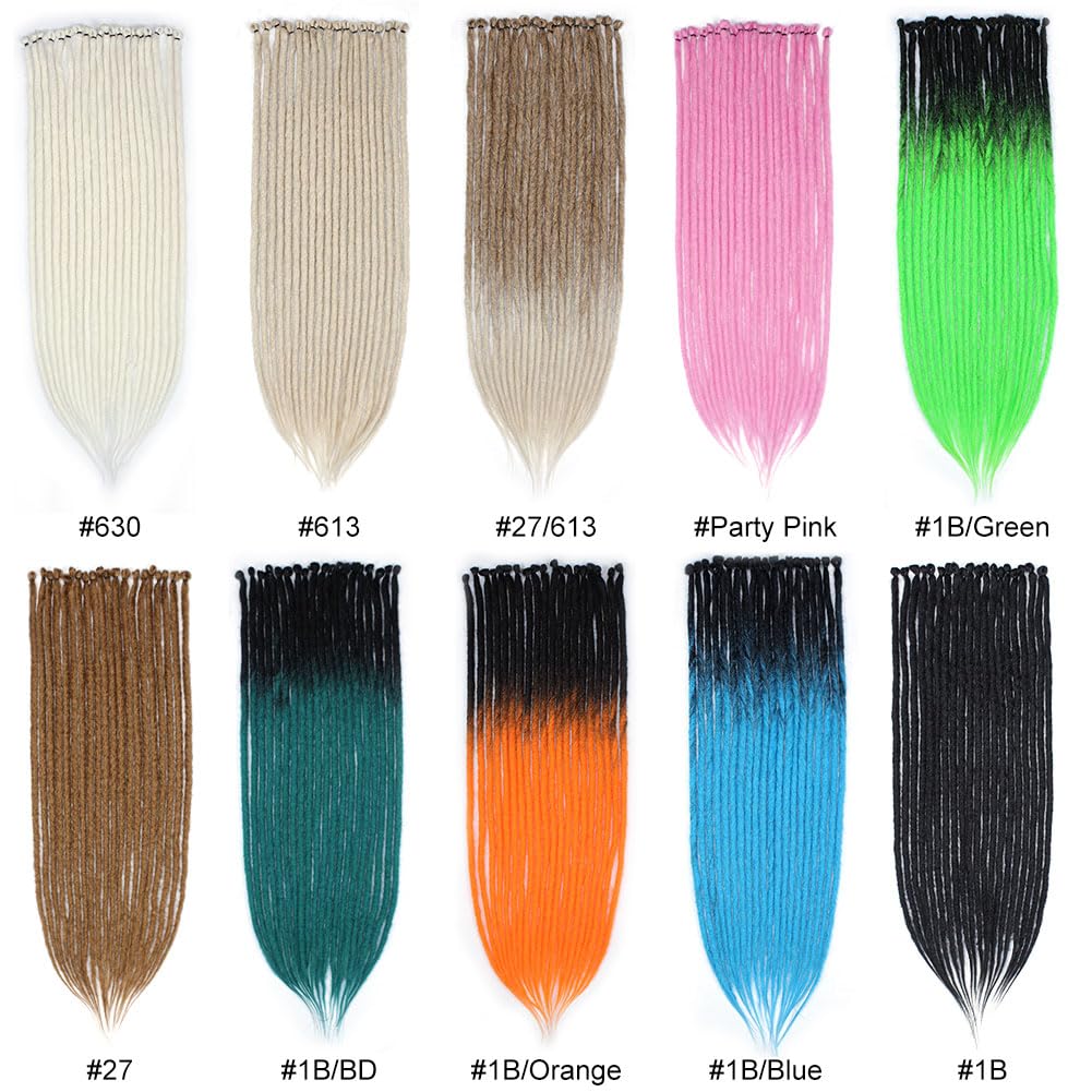 Kraler 24" Thick Ombre Green Dreadlock Extensions, SE 1cm Width Crochet Dreadls Extensions of Synthetic Hair Hip Hop Style Dreadlock for Girls(10 Strands)