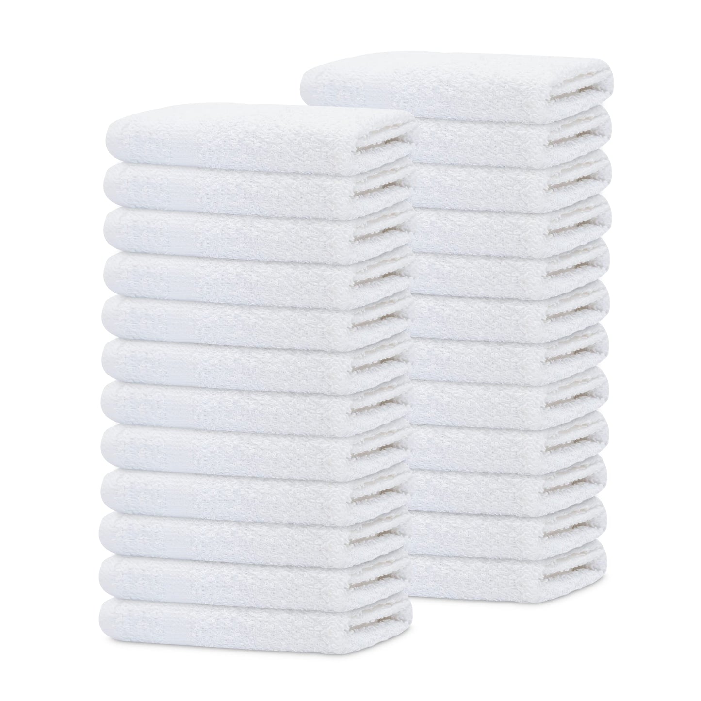 GOLD TEXTILES 12 Pack Economy White Washcloths Set (12x12 inches) - Cotton Blend Commercial Grade Cleaning Rags, Quick Drying & Soft Face Cloths, Fingertip Towels for Bathroom, Spa, Gym, and Kitchen