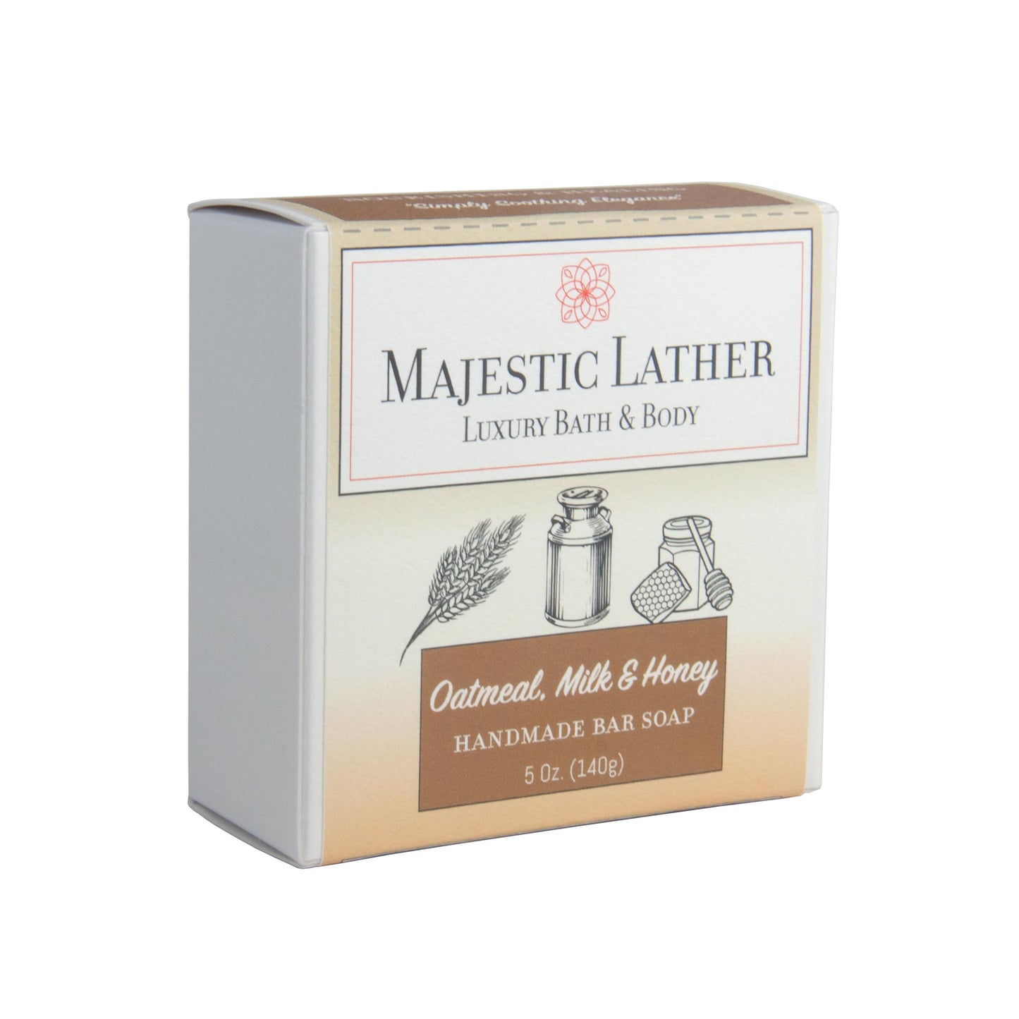 Majestic Lather Oatmeal, Milk & Honey Luxury Bar Soap For Face & Body - Gentle Skin Cleansing & Soothing with Colloidal Oatmeal, Shea Butter & Natural Oils. For All Skin Types