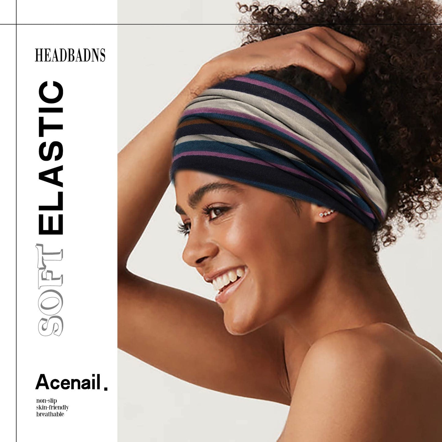 Acenail Wide Headbands Women Turban Knotted Headband Elastic Non Slip Hairbands African Head Bands Cotton Workout Head Wraps Bohemian Head Band Running Sports Hairband Yoga Head Scarfs Boho Hair