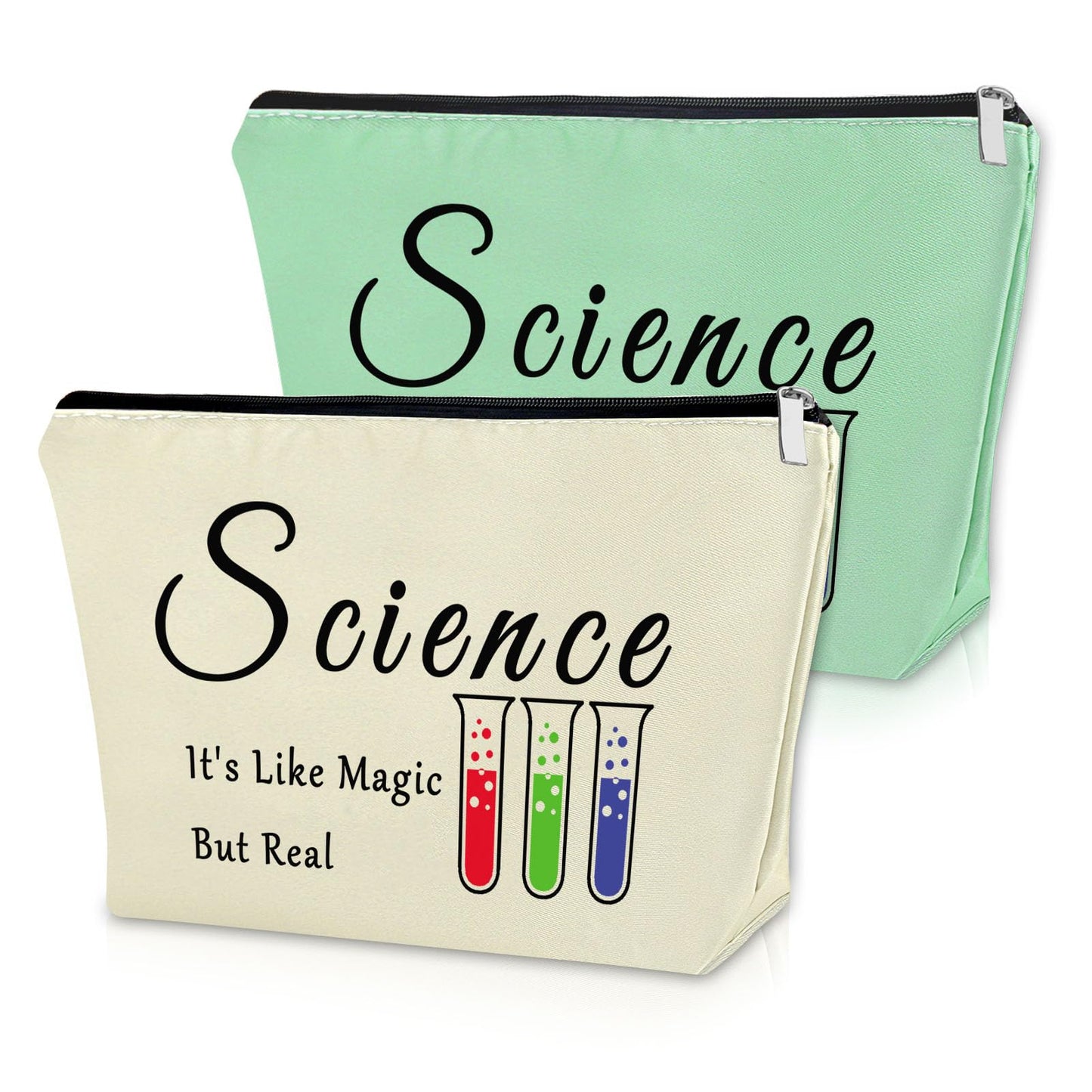 Sazuwu 2PCS Science Teacher Gifts for Women Makeup Bag Scientist Gifts for Her Science Lovers Gifts Ideas Cosmetic Bag Science Themed Gifts for Adults Birthday Christmas Gifts Travel Pouch