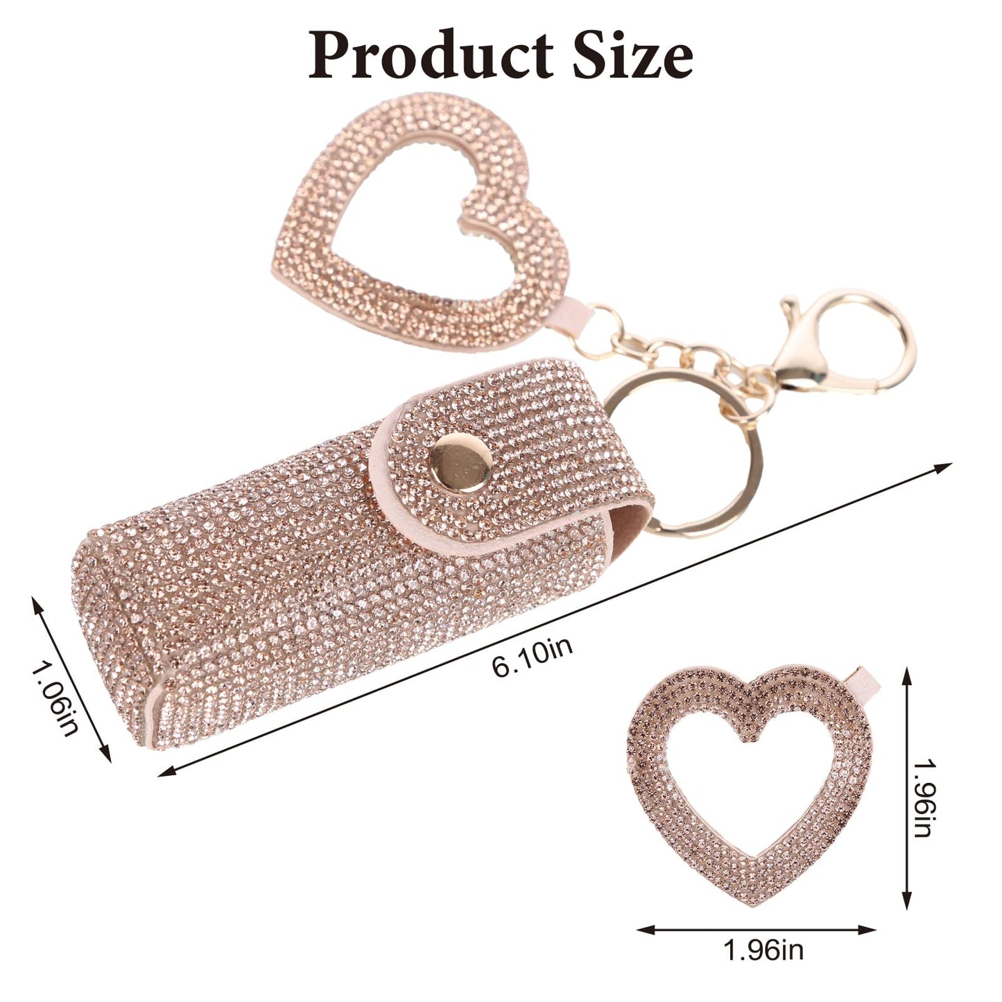 Lipstick Organizer Keychain, Rhinestone Lipstick Case with Mirror for Women, Portable Lipstick Leather Holder Lip Gloss Bag Lip Balm Case for Travel, Party, Holiday Gifts (Champagne)