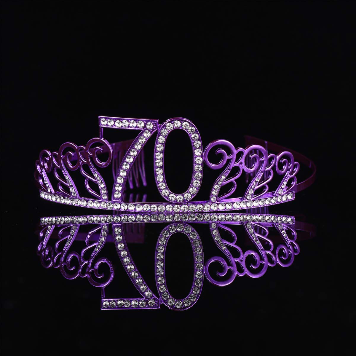 Beaupretty Delicate Headwear Women Headdress Women Headpiece Crystal Princess Crystal Tiara Princess Birthday 70th Birthday Women Number Happy Birthday Crowns Banquet Headband Purple Alloy