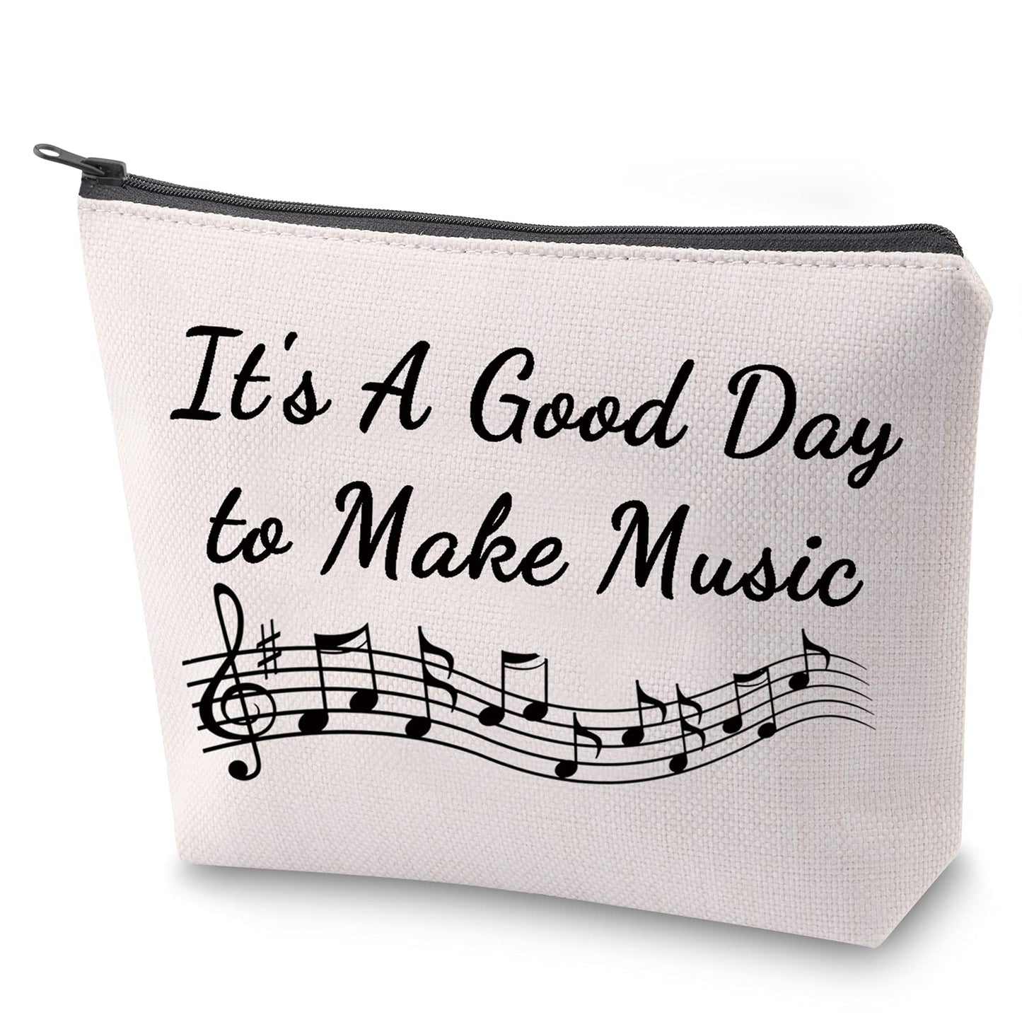 ZJXHPO Music Lover Gift Music Teacher Makeup Zipper Touch Bag It's A Good Day To Make Music Cosmetic Bag Music Survival Kit Travel Case (Make music)