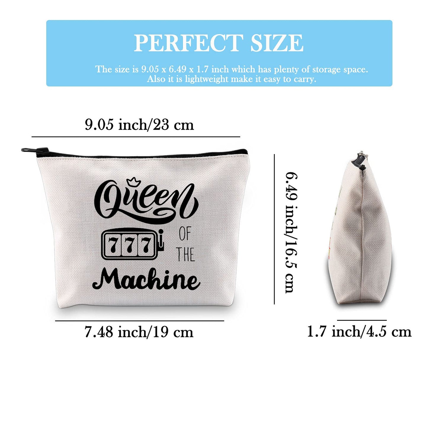 GJTIM Slot Machine Inspired Gift Queen Of The Machine Gambling Zipper Pouch Makeup Bag Gambler Casino Lover Gift (Queen Of The Machine)